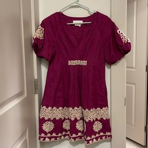 Anthropologie embroidered purple dress
